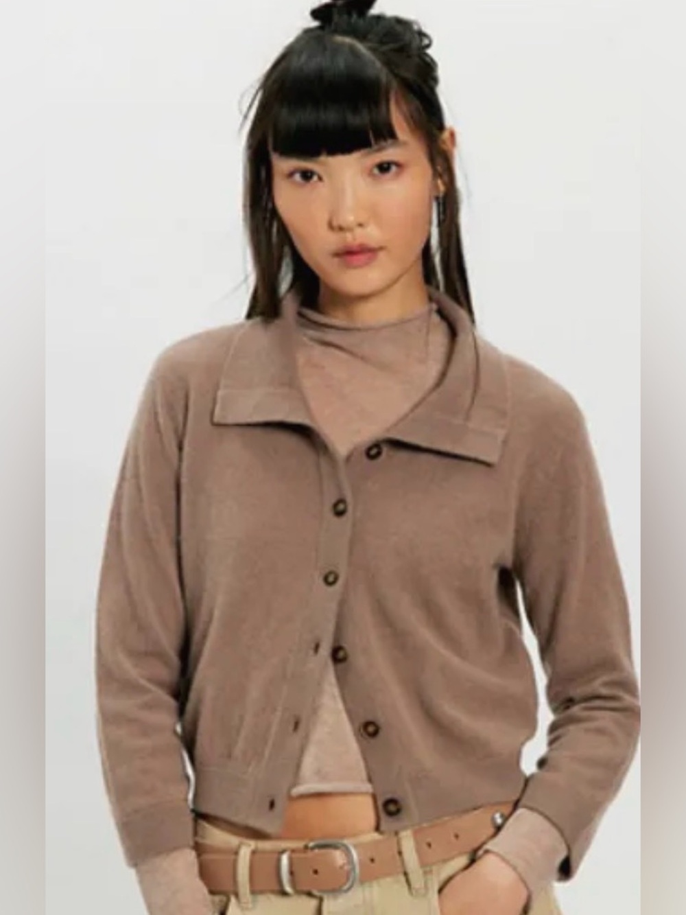 NWT Free People Starlet Cashmere Cardi - light brown tan - XL